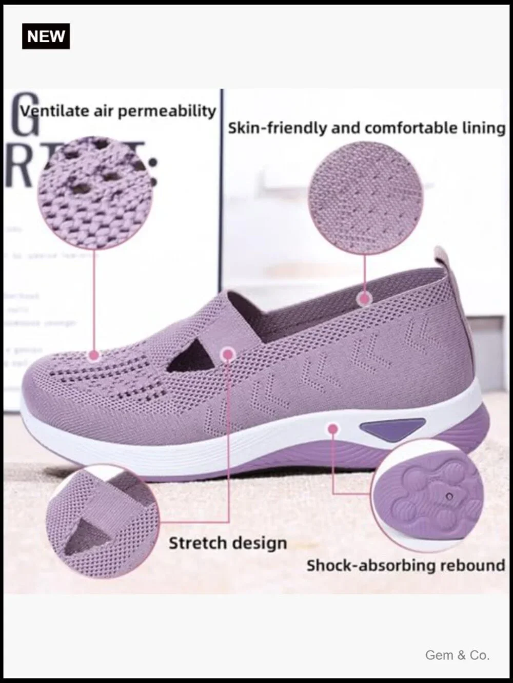 Women's Orthopedic Walking Shoes Breathable Arch Support Slip On Comfort